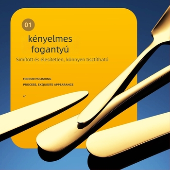 Sanrui rozsdamentes acélból készült kés, villa és kanál készlet tükrös felülettel