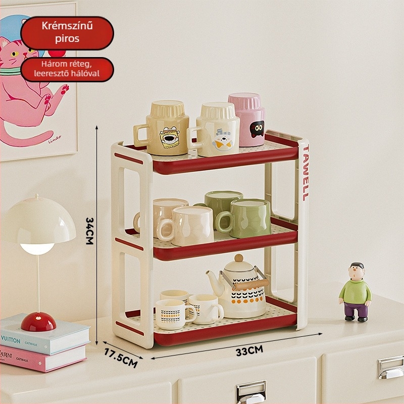 Műanyag pohár tároló állvány, többszintes, modern minimalista stílus, multifunkcionális