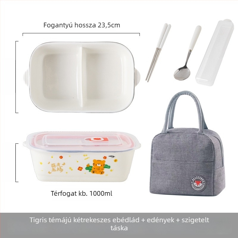 Kerámia téglalap alakú ebédes doboz rajzfilm mintával, mikrózható, 800–1000 ml kapacitás