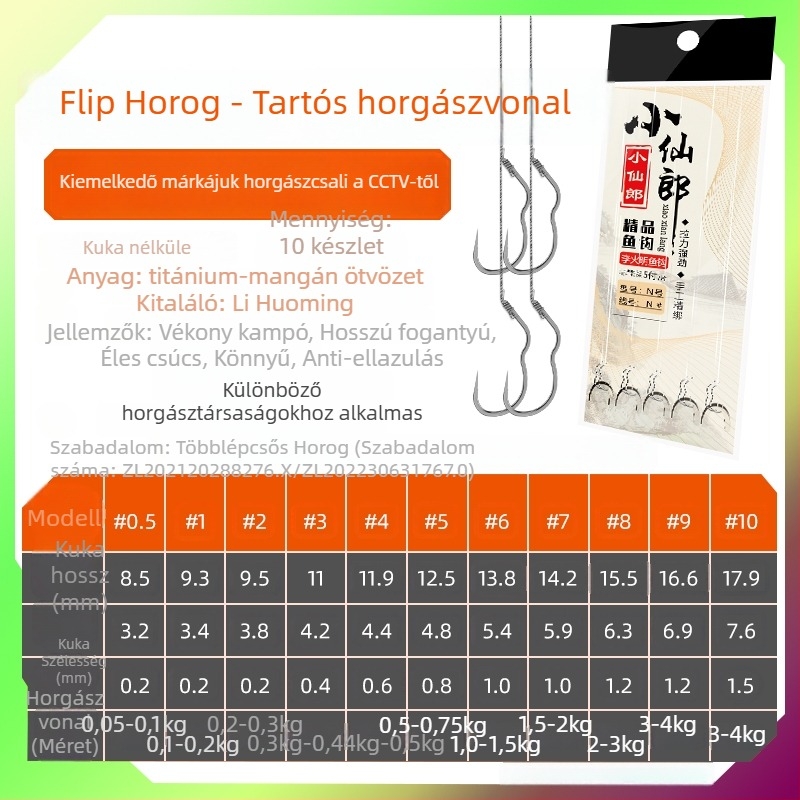 Longyan Knife Horgászhorog – csúcsos horog; Modell F9679SSMSJS9H5; Helyszínek: Óceán, Hajó, Szikla, Tározó, Tó, Patak, Folyó