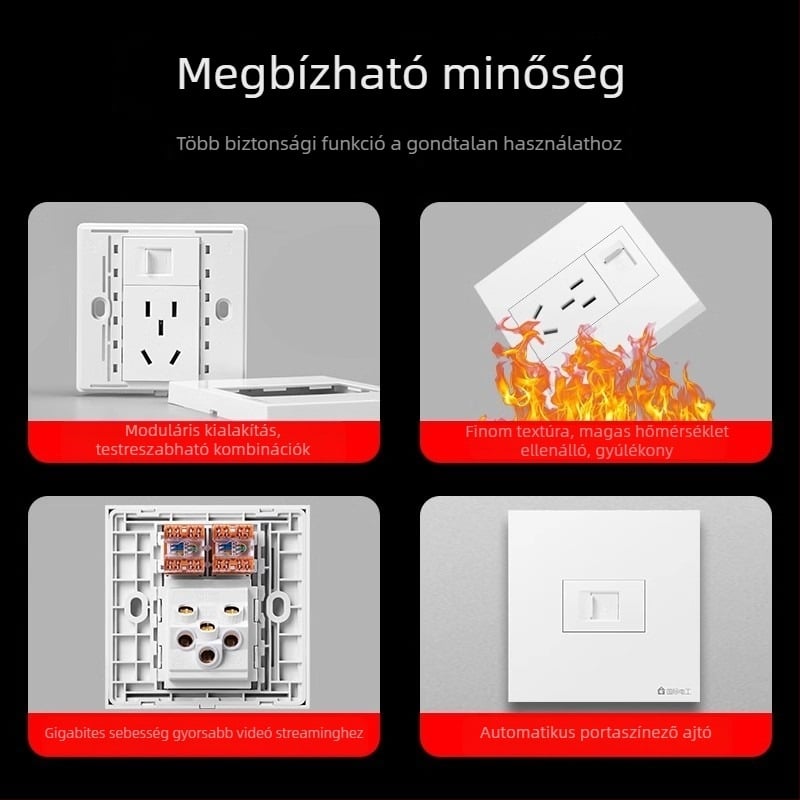 Ötportos hálózati csatlakozó panel falra szerelhető, 10A, 128 sorozat, Új Nemzeti Szabvány