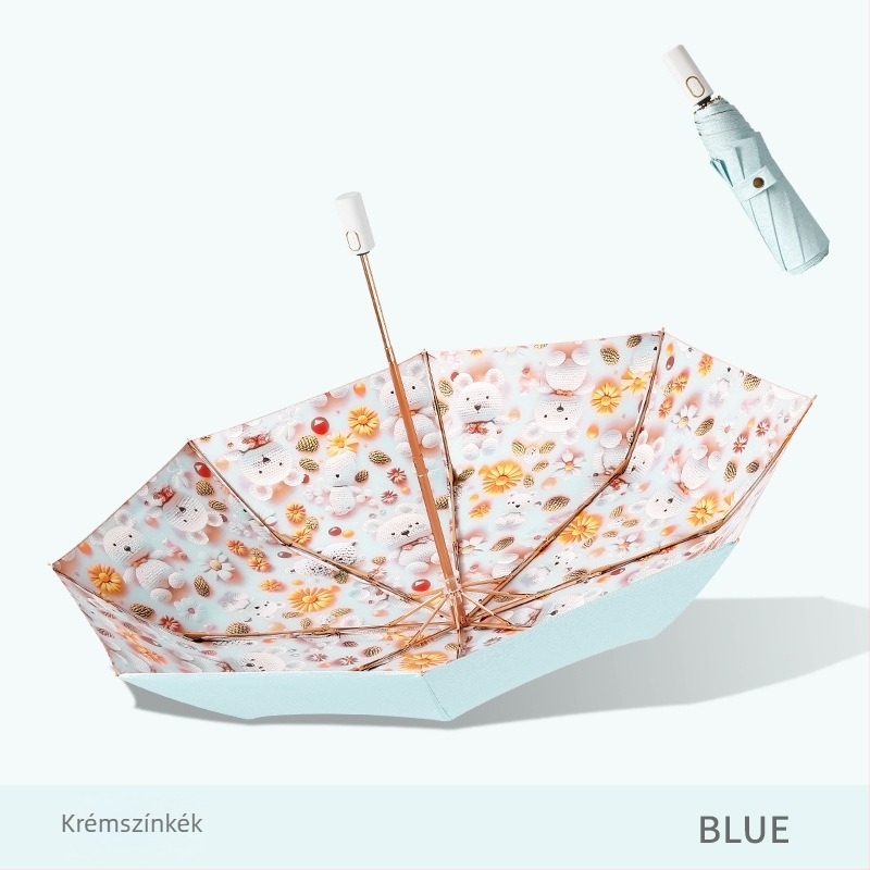 Három részes, dupla rétegű napernyő 210T anyaggal, 8 bordával, alumínium oszloppal, műanyag fogantyúval, kézi nyitás-zárás, UPF50+