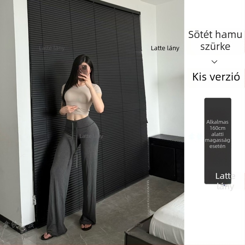 Női fitness nadrág, magas derék, széles szár, nedvességelvezető modal anyag