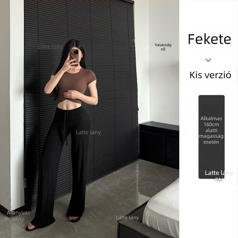 Női fitness nadrág, magas derék, széles szár, nedvességelvezető modal anyag