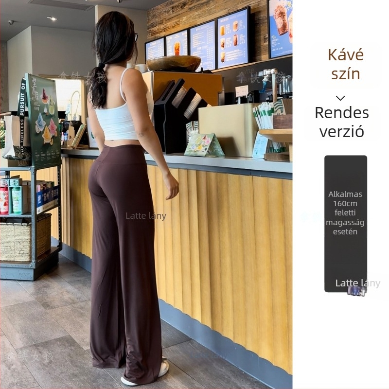 Női fitness nadrág, magas derék, széles szár, nedvességelvezető modal anyag