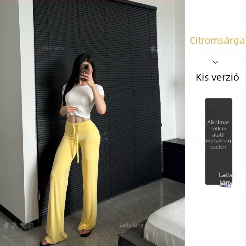 Női fitness nadrág, magas derék, széles szár, nedvességelvezető modal anyag