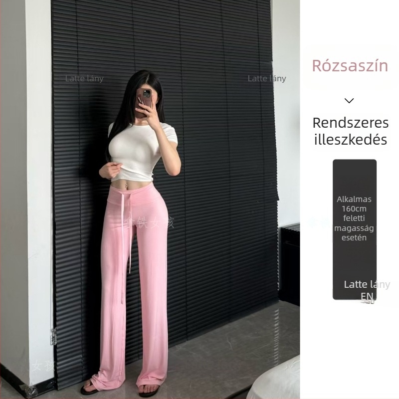 Női fitness nadrág, magas derék, széles szár, nedvességelvezető modal anyag