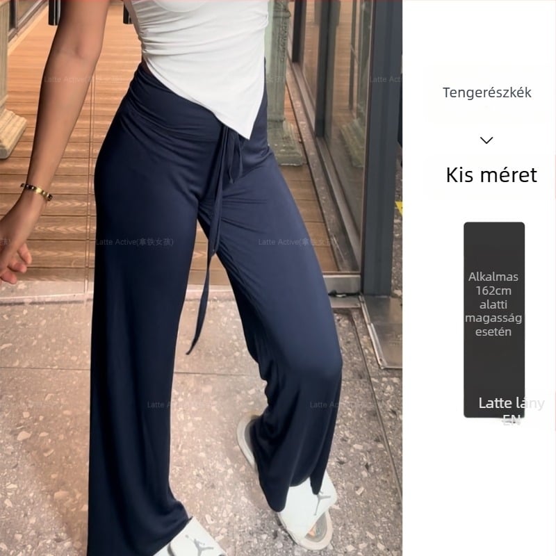 Női fitness nadrág, magas derék, széles szár, nedvességelvezető modal anyag