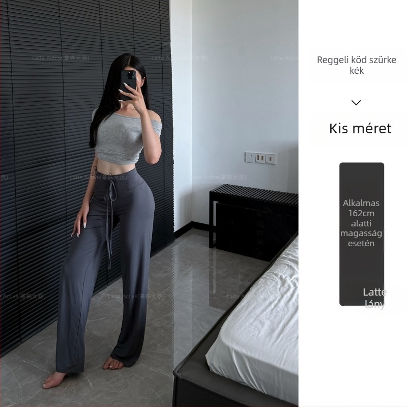 Női fitness nadrág, magas derék, széles szár, nedvességelvezető modal anyag