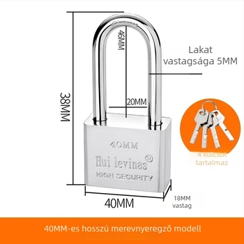 Ötvözött acél lakat ajtókhoz és kapukhoz – közvetlen nyitás, modell: steel padlock, márka Three Cats, modern egyszerű stílus