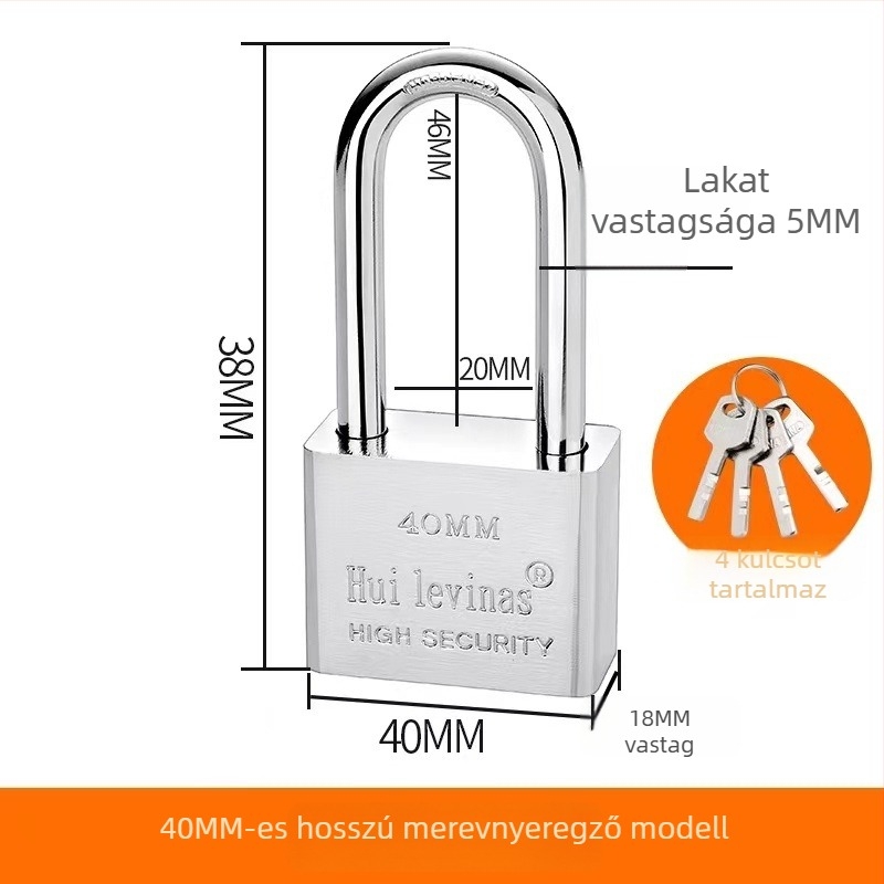 Ötvözött acél lakat ajtókhoz és kapukhoz – közvetlen nyitás, modell: steel padlock, márka Three Cats, modern egyszerű stílus