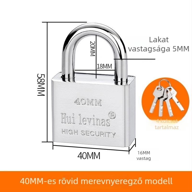 Ötvözött acél lakat ajtókhoz és kapukhoz – közvetlen nyitás, modell: steel padlock, márka Three Cats, modern egyszerű stílus