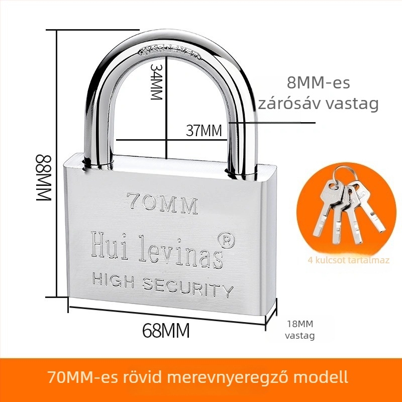 Ötvözött acél lakat ajtókhoz és kapukhoz – közvetlen nyitás, modell: steel padlock, márka Three Cats, modern egyszerű stílus