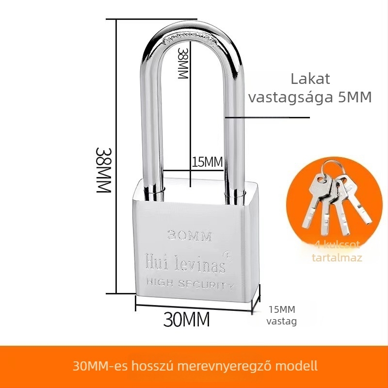 Ötvözött acél lakat ajtókhoz és kapukhoz – közvetlen nyitás, modell: steel padlock, márka Three Cats, modern egyszerű stílus