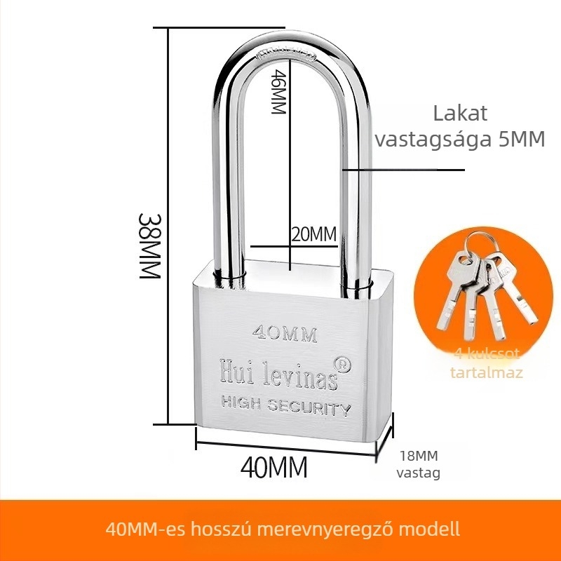 Ötvözött acél lakat ajtókhoz és kapukhoz – közvetlen nyitás, modell: steel padlock, márka Three Cats, modern egyszerű stílus