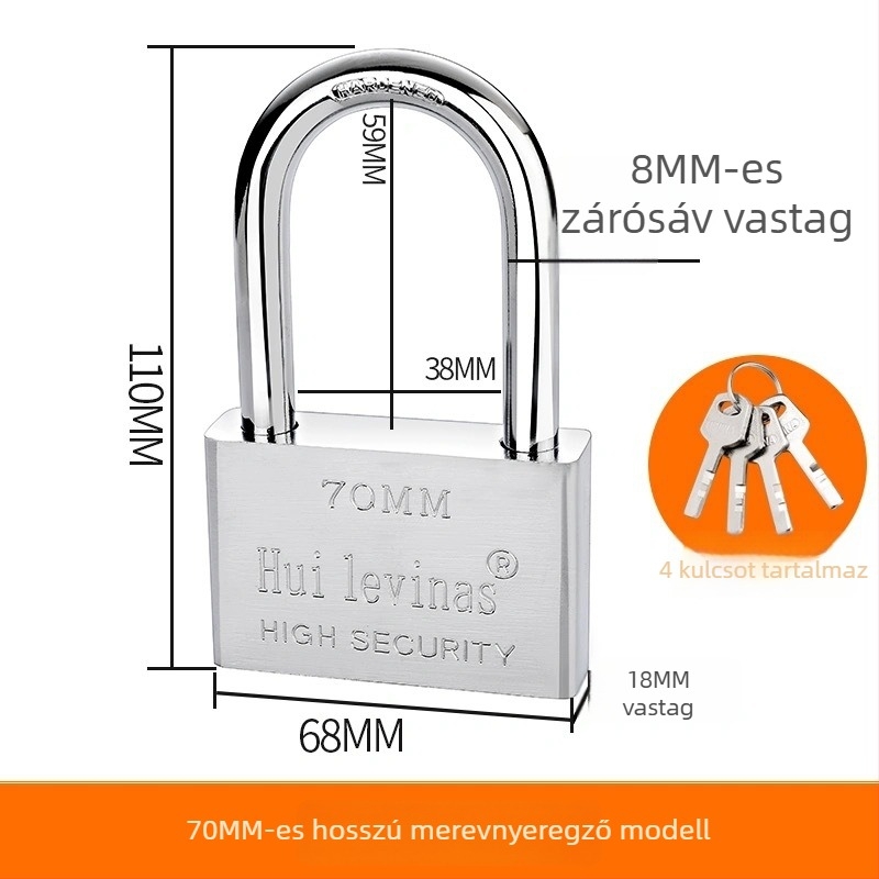 Ötvözött acél lakat ajtókhoz és kapukhoz – közvetlen nyitás, modell: steel padlock, márka Three Cats, modern egyszerű stílus