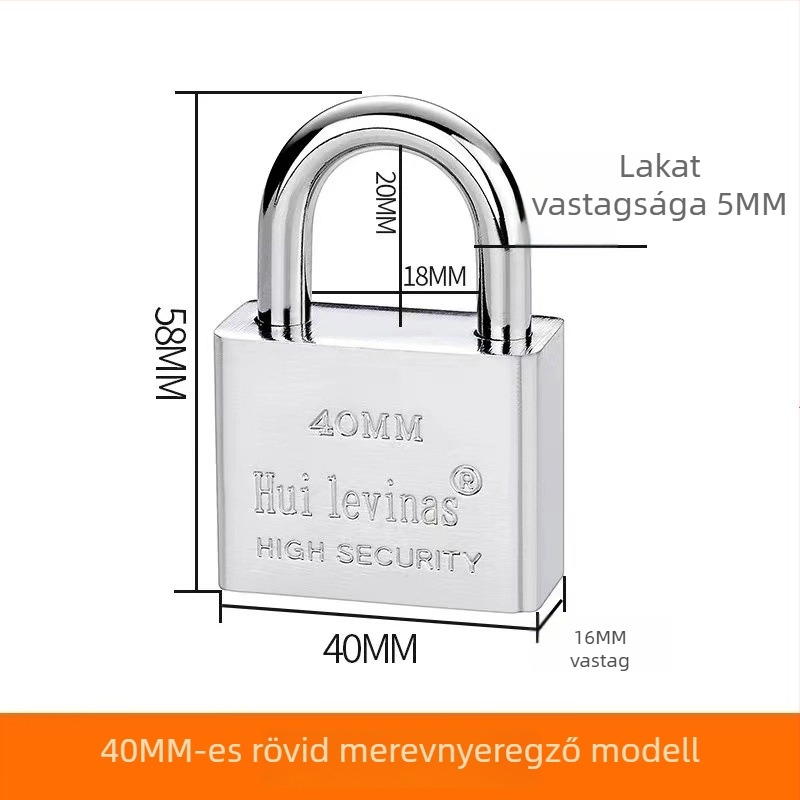 Ötvözött acél lakat ajtókhoz és kapukhoz – közvetlen nyitás, modell: steel padlock, márka Three Cats, modern egyszerű stílus
