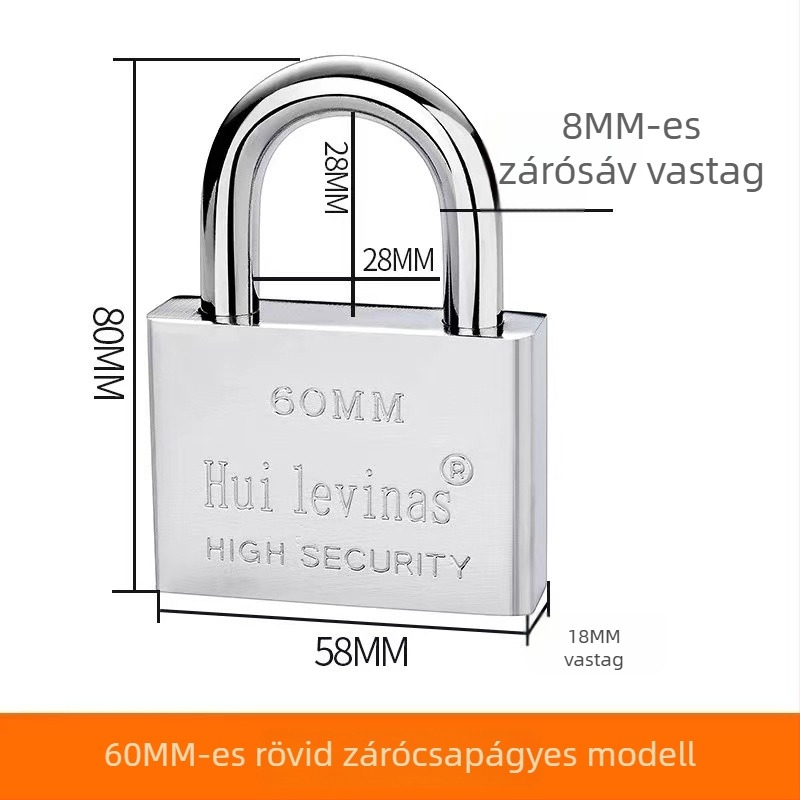 Ötvözött acél lakat ajtókhoz és kapukhoz – közvetlen nyitás, modell: steel padlock, márka Three Cats, modern egyszerű stílus