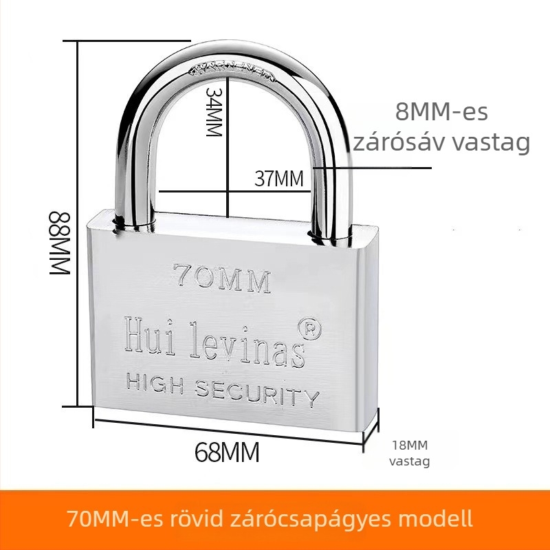 Ötvözött acél lakat ajtókhoz és kapukhoz – közvetlen nyitás, modell: steel padlock, márka Three Cats, modern egyszerű stílus