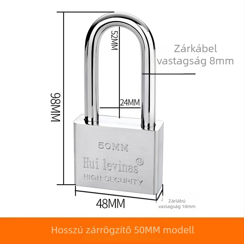 Ötvözött acél lakat ajtókhoz és kapukhoz – közvetlen nyitás, modell: steel padlock, márka Three Cats, modern egyszerű stílus