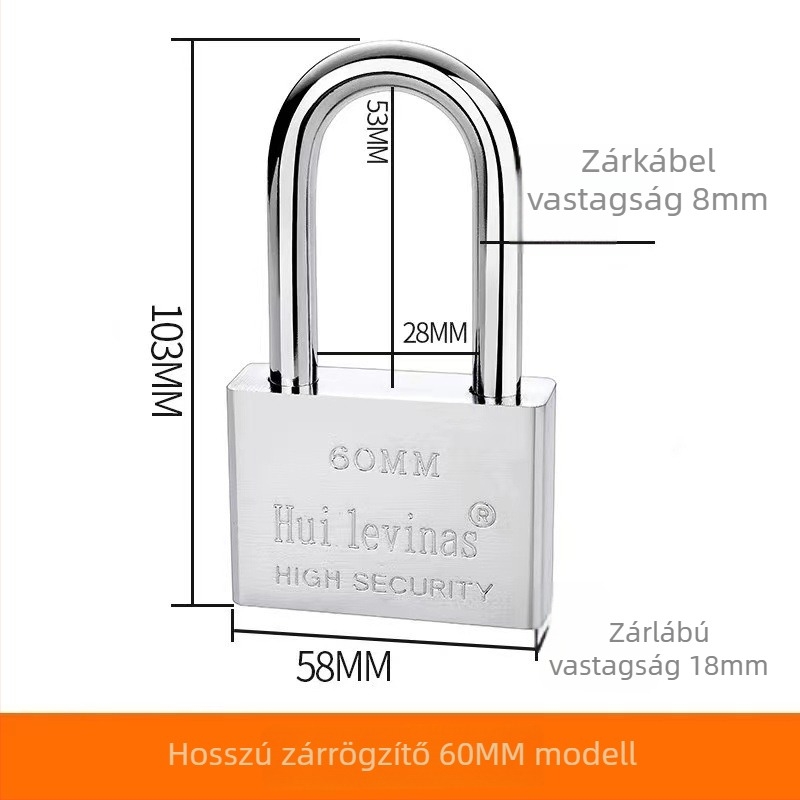 Ötvözött acél lakat ajtókhoz és kapukhoz – közvetlen nyitás, modell: steel padlock, márka Three Cats, modern egyszerű stílus