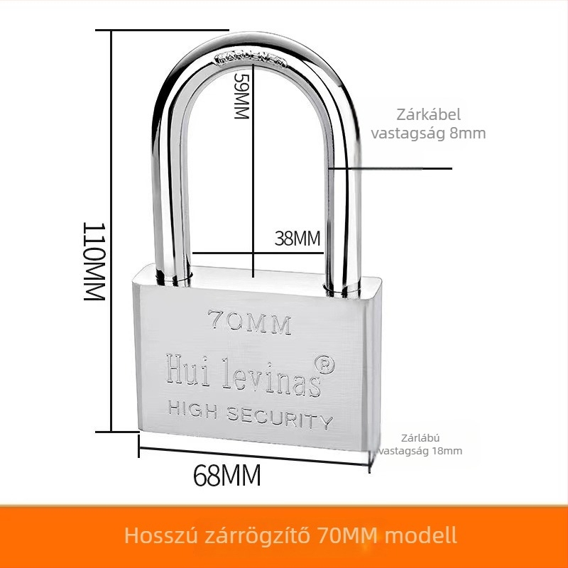 Ötvözött acél lakat ajtókhoz és kapukhoz – közvetlen nyitás, modell: steel padlock, márka Three Cats, modern egyszerű stílus