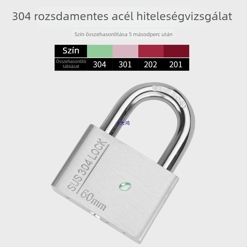 Huari 304 rozsdamentes acél lakat | Straight-Open típusú lakat | Lopás elleni védelem; Vízálló; Rozsdamentes; Időjárásálló
