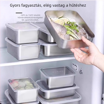 316 rozsdamentes acélból készült frissesség-doboz fedéllel, élelmiszer-minőségű