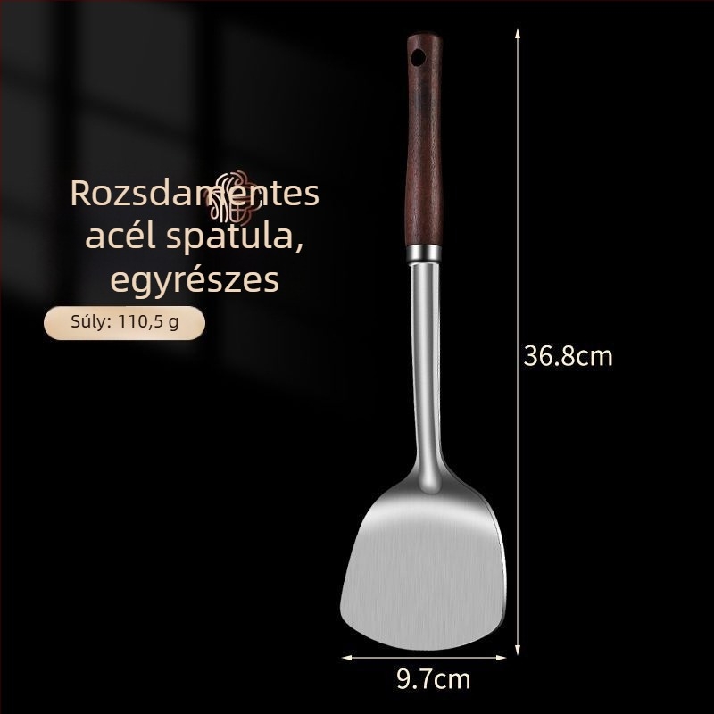 Rozsdamentes acél kanál és spatula készlet – égés elleni védelem, logóval ellátva, konyhai eszközök