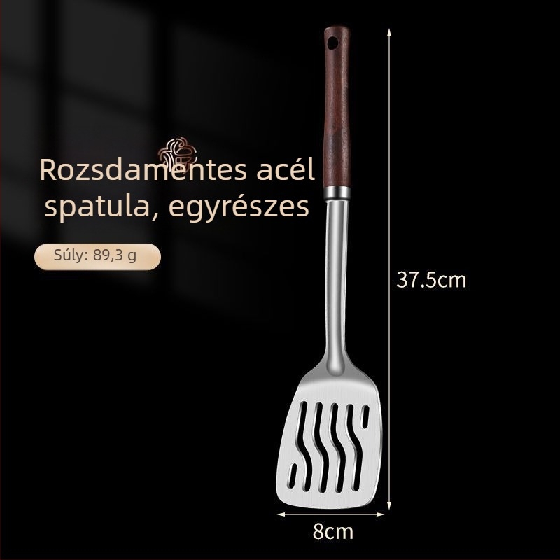 Rozsdamentes acél kanál és spatula készlet – égés elleni védelem, logóval ellátva, konyhai eszközök