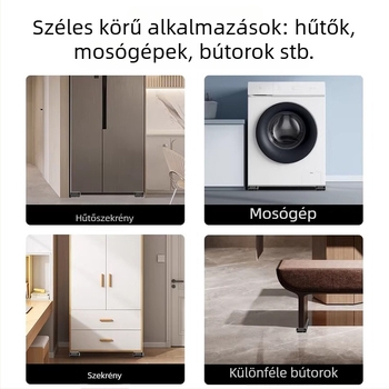 Mozgó mosógép állvány, csúszásmentes és rezgéscsillapított, vasból készült váz és gördülő kerekek