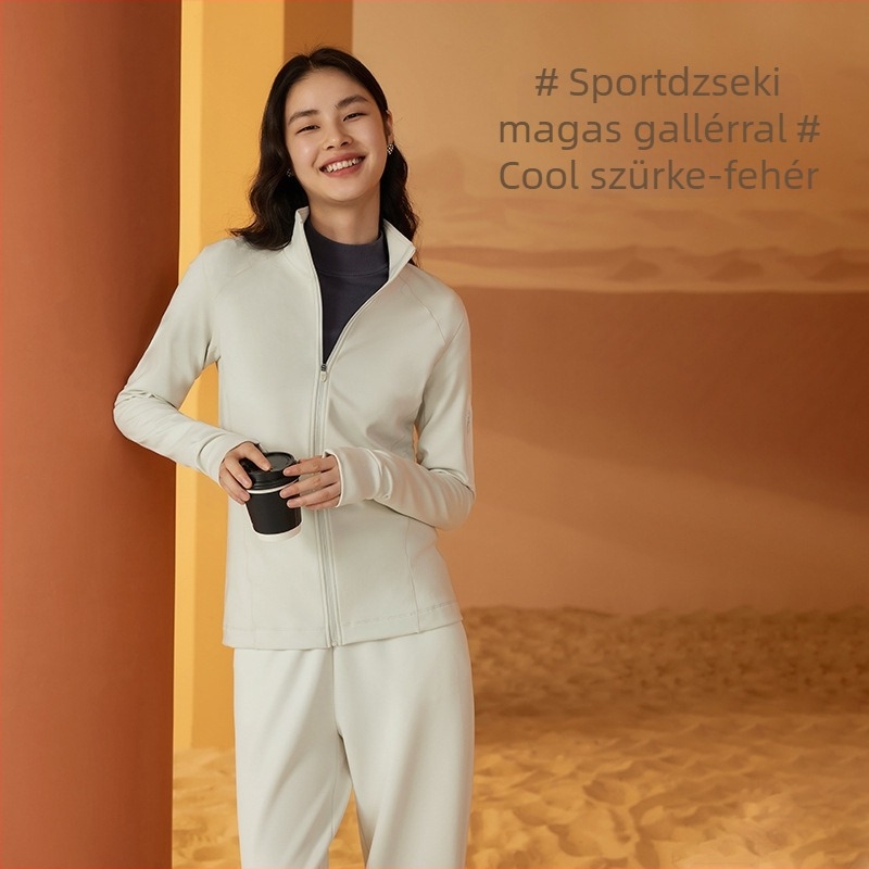 Női termo sportkabát — szűk szabás, félmagas gallér, cipzár, vast meleg, regenerált cellulóz rost
