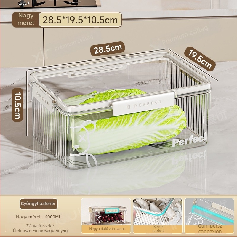 Műanyag hűtőszekrény tároló doboz, Xingyou, nordic stílusú Crisper doboz, élelmiszer-biztonságos, átlátszó, zárható