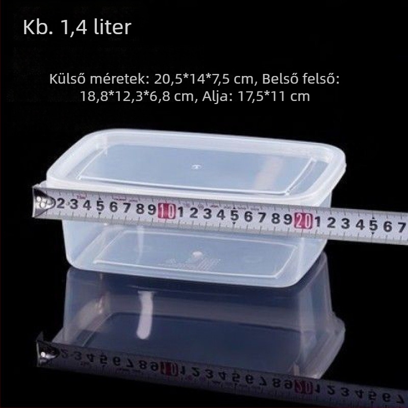 Téglalap alakú polipropilén konyhai tárolóedény, nagy kapacitású, átlátszó, élelmiszer-minőségű, hűtő-kompatibilis