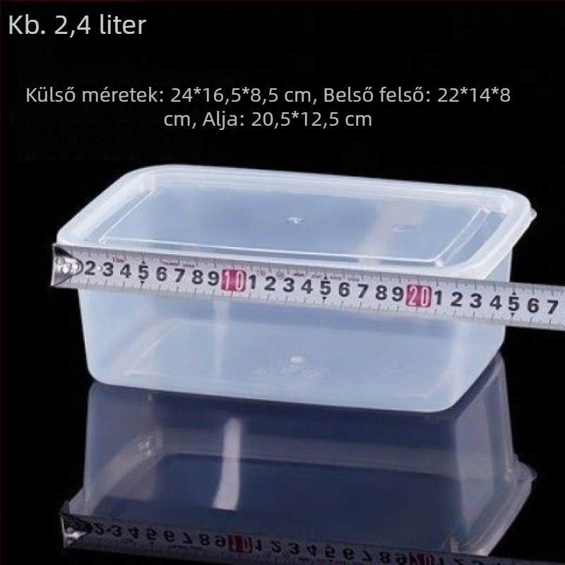 Téglalap alakú polipropilén konyhai tárolóedény, nagy kapacitású, átlátszó, élelmiszer-minőségű, hűtő-kompatibilis