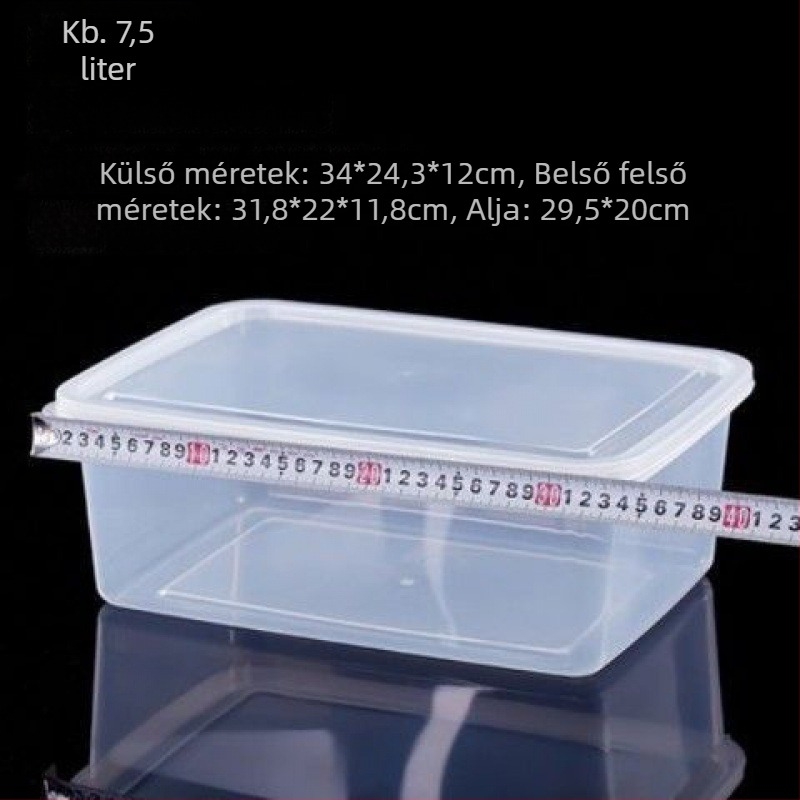 Téglalap alakú polipropilén konyhai tárolóedény, nagy kapacitású, átlátszó, élelmiszer-minőségű, hűtő-kompatibilis