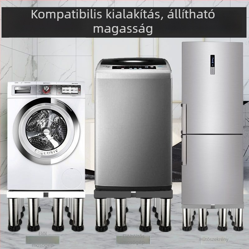 Universális mosógép alap és kültéri klímaberendezés kiemelő tartó készlet (Rozsdamentes acél, Mozgatható, SKU 12345678)