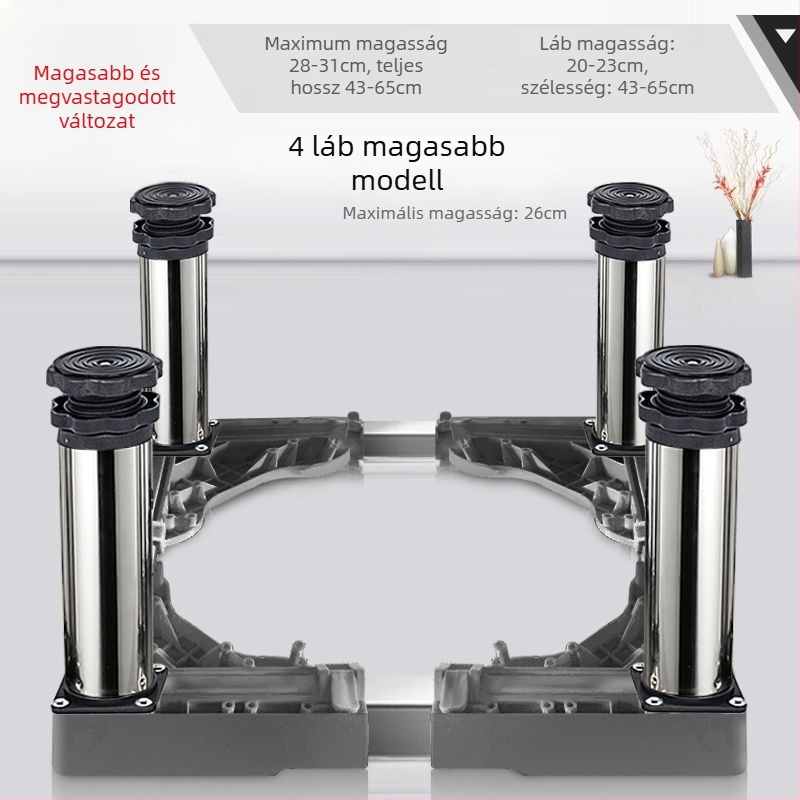 Universális mosógép alap és kültéri klímaberendezés kiemelő tartó készlet (Rozsdamentes acél, Mozgatható, SKU 12345678)