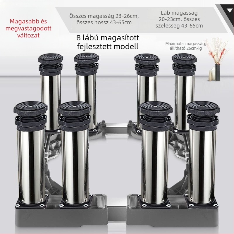 Universális mosógép alap és kültéri klímaberendezés kiemelő tartó készlet (Rozsdamentes acél, Mozgatható, SKU 12345678)