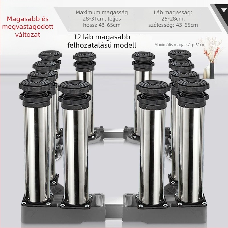 Universális mosógép alap és kültéri klímaberendezés kiemelő tartó készlet (Rozsdamentes acél, Mozgatható, SKU 12345678)