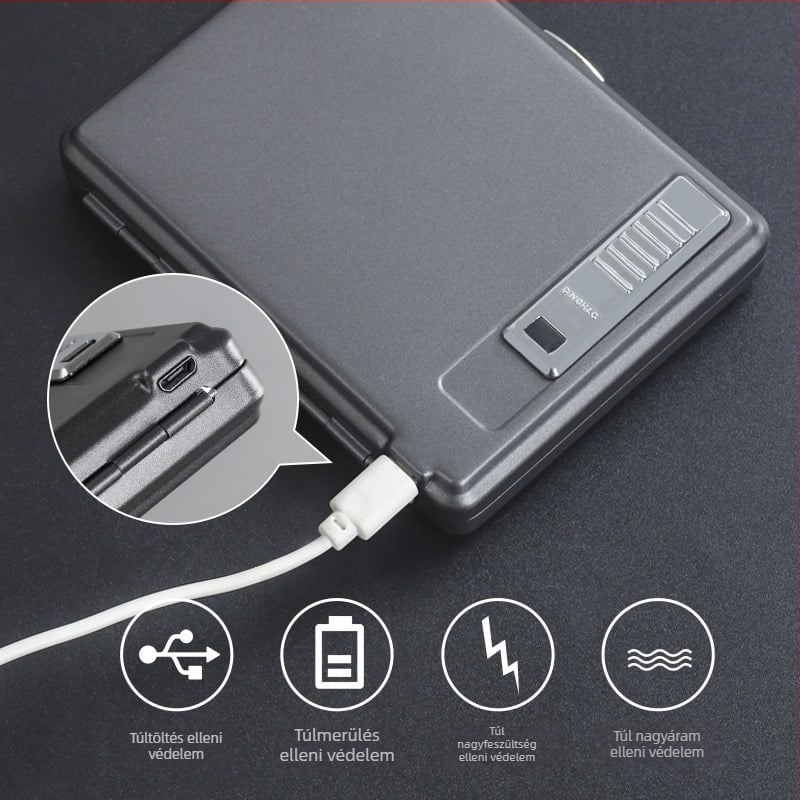 Fém cigarettás doboz beépített gyújtóval – befogad 20 cigarettát, logó nyomtatás és testreszabás elérhető; Cool Crown