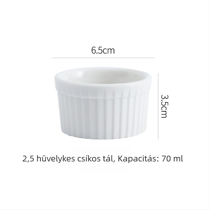 Kerámiás pudingtálak rattanos szegéllyel, mikrohullámú sütőben használható, suflé és párolt tojás tálak, kerek formájú, átlátszó máz, logónyomás elérhető