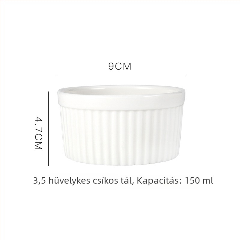 Kerámiás pudingtálak rattanos szegéllyel, mikrohullámú sütőben használható, suflé és párolt tojás tálak, kerek formájú, átlátszó máz, logónyomás elérhető