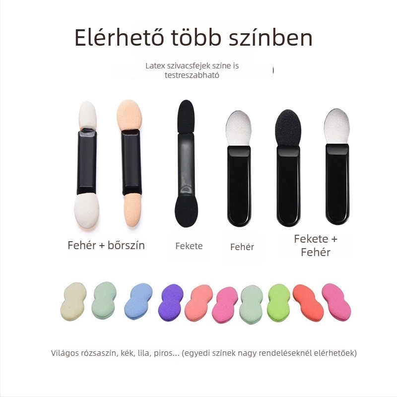 HEYI HY108 Egyszer használatos kettős fejű szem ecset szivaccsal, rövid műanyag nyél, állítható szálhossz, összes hossz 4.5/7.5, csomagolás készlet