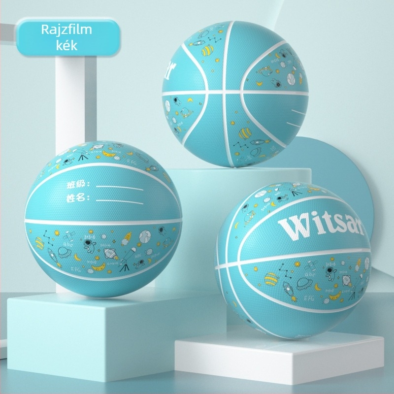 Gyermekeknek szóló gumírozott kosárlabda labda nyomtatott logóval és testreszabási lehetőséggel, márka Witsar, kosárlabdázáshoz (nemzeti szabvány)