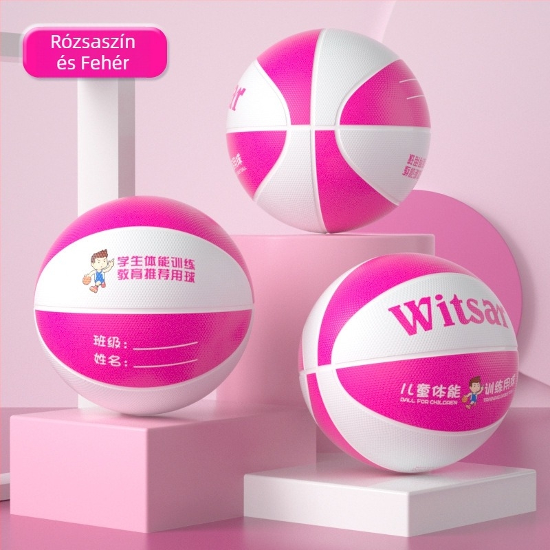 Gyermekeknek szóló gumírozott kosárlabda labda nyomtatott logóval és testreszabási lehetőséggel, márka Witsar, kosárlabdázáshoz (nemzeti szabvány)