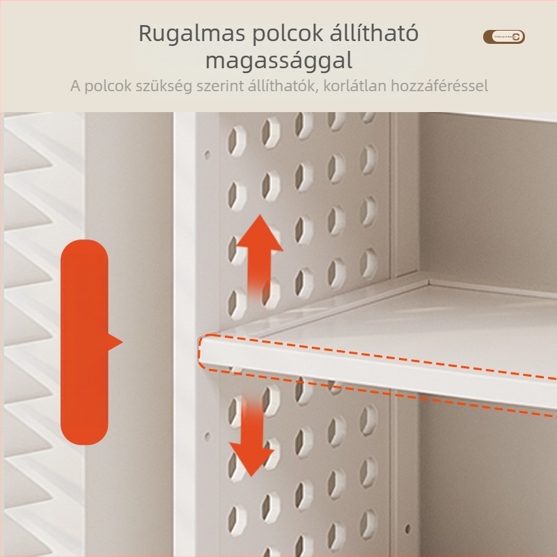 Asztali könyvespolc rétegezett kialakítással és állítható elválasztókkal, lyukas tábla rendező asztalhoz, modell 0010