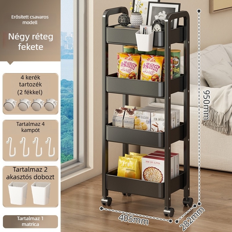 Fém kis kocsi tároló – modern minimalist stílus, multifunkcionális, fürdőszobába alkalmas