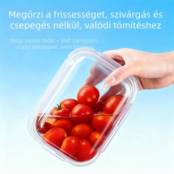 Ebédes doboz boroszilikát üvegből, mikrohullámú sütőben használható, légmentesen záródó, szigetelt, fedéllel