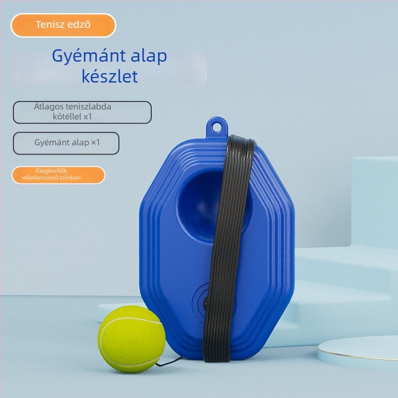 Tenisz edző rakéta – váz alumíniumötvözet; tömeg 95–100 g; fogantyú vastagsága G1; típus: egyenes ütés; huzal anyaga: nylon